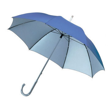 Automatic Open Straight Umbrella, Made of Silver Fabric, in Various Logos, w/ Black Metal Frame