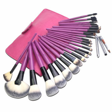 MSQ 24 PCS Purple Antibacterial Fiber Makeup Brush Set
