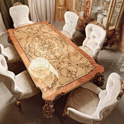 Royal Antique European Luxury Inlaid Dining Table
