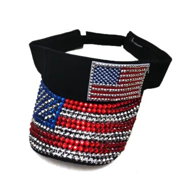 Topi Golf Glitter Visor Glitter Berkilat - Sunshade Bendera Amerika boleh laras
