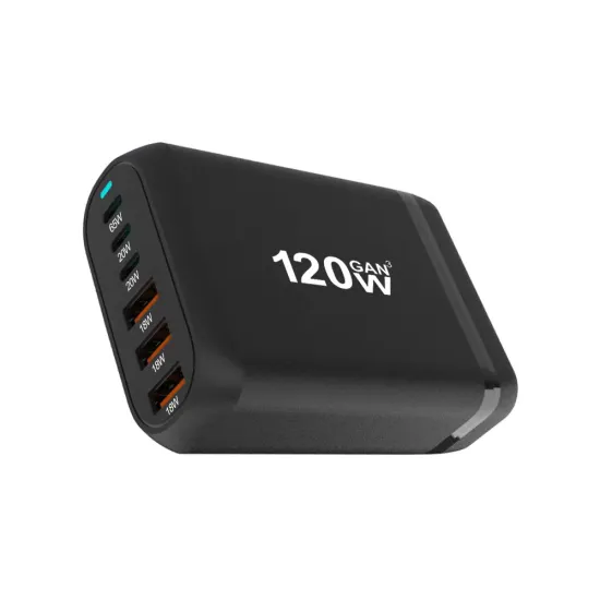 GaN 6 Ports 120W Charger: USB-C PD 100W & USB-A QC3.0