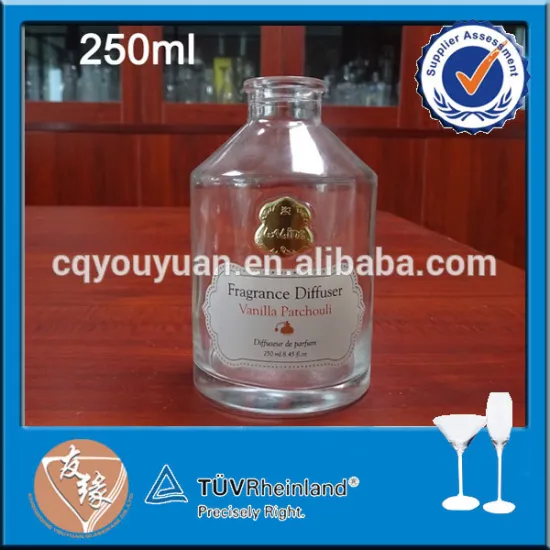 Pretty decorated round reed diffuser glass bottle 250ml