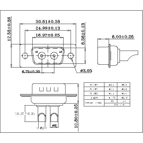 PDB2W2-MXXX POWER D-SUB 2W2 SOLDER CUP-MALE