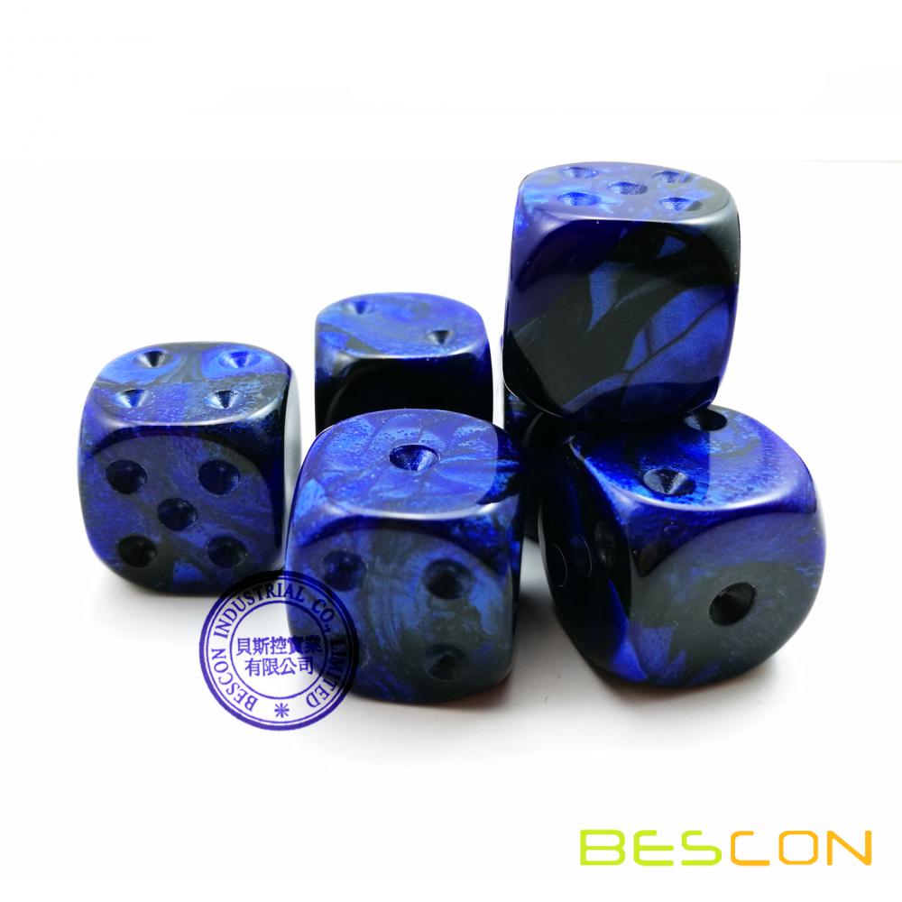 Bescon géminis sin pintar dados de juego de 16 mm con el lado 6 en blanco, 3 conjunto de colores surtidos de 18 piezas, dados de dos tonos