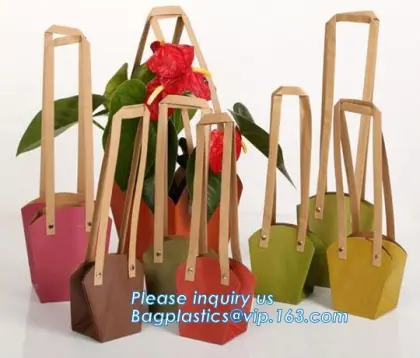 Paper Flower Basket Portable Flowers Boxes 12x11x43cm Paper carton portable florist Waterproof Fresh flower Carrier Holder