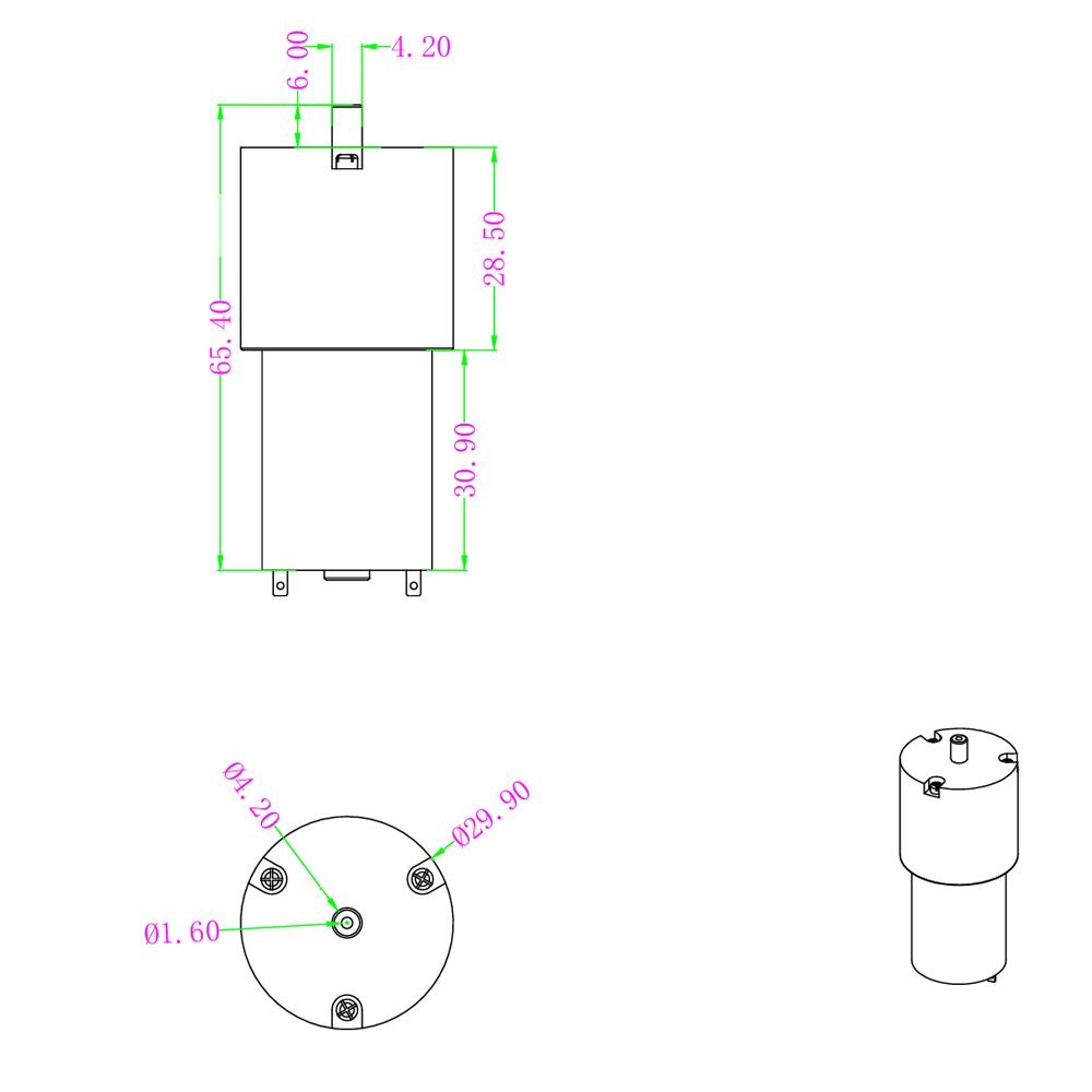 2A Miniature Air Pump 4.7L/min with 370 Motor