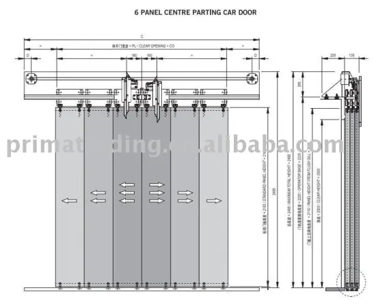 Elevator Car Door operator-6 Panel Centre opening