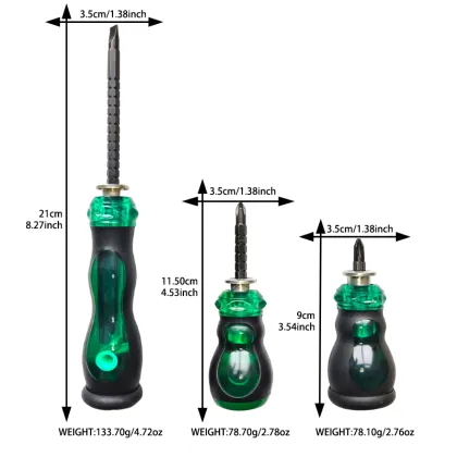 Green and black retractable screwdriver
