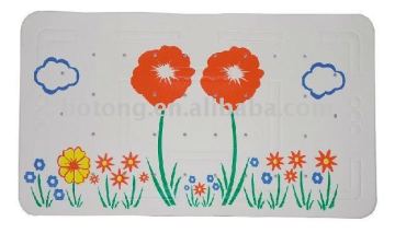 Rectangle Flower PVC Bath Mat with printing