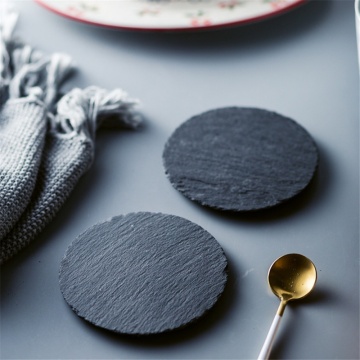Slate Stone Coasters Round Placemat Fashion Style Table Mats Napkins Simple Design Tableware Kitchen Tool1