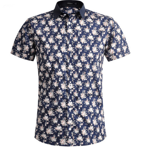 Camisa de manga corta estampado flor de los hombres