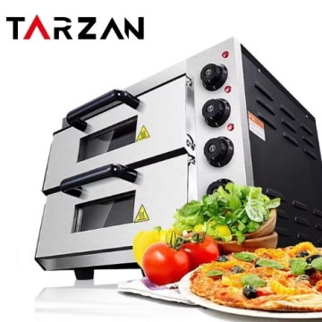 High-Quality Commercial Stainless Steel Double Deck Electric Pizza Ovens for Bakery and Home Use
