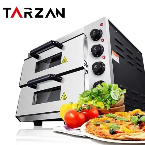 High-Quality Commercial Stainless Steel Double Deck Electric Pizza Ovens for Bakery and Home Use