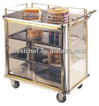 Cake and pastry trolley glass door
