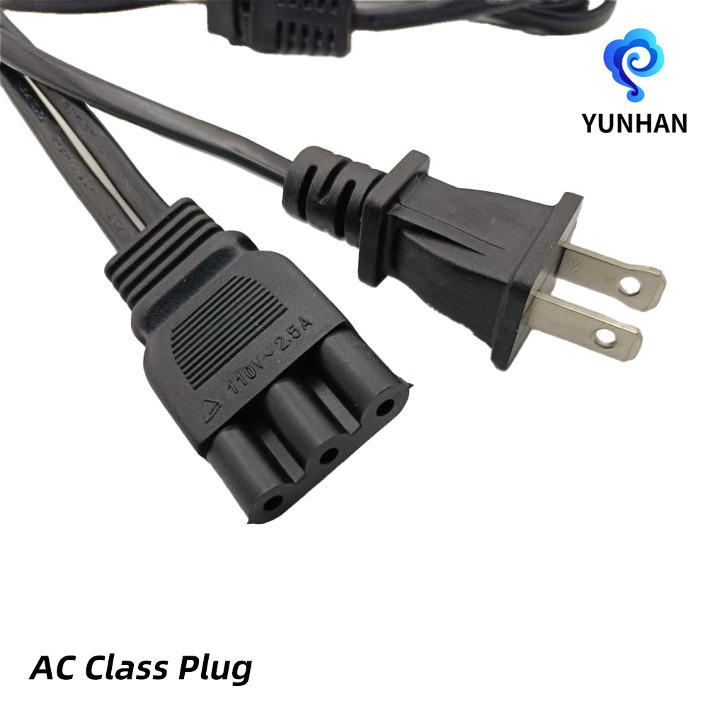 US Polarisasi Dua Kabel Daya Dasar Bulat Pin