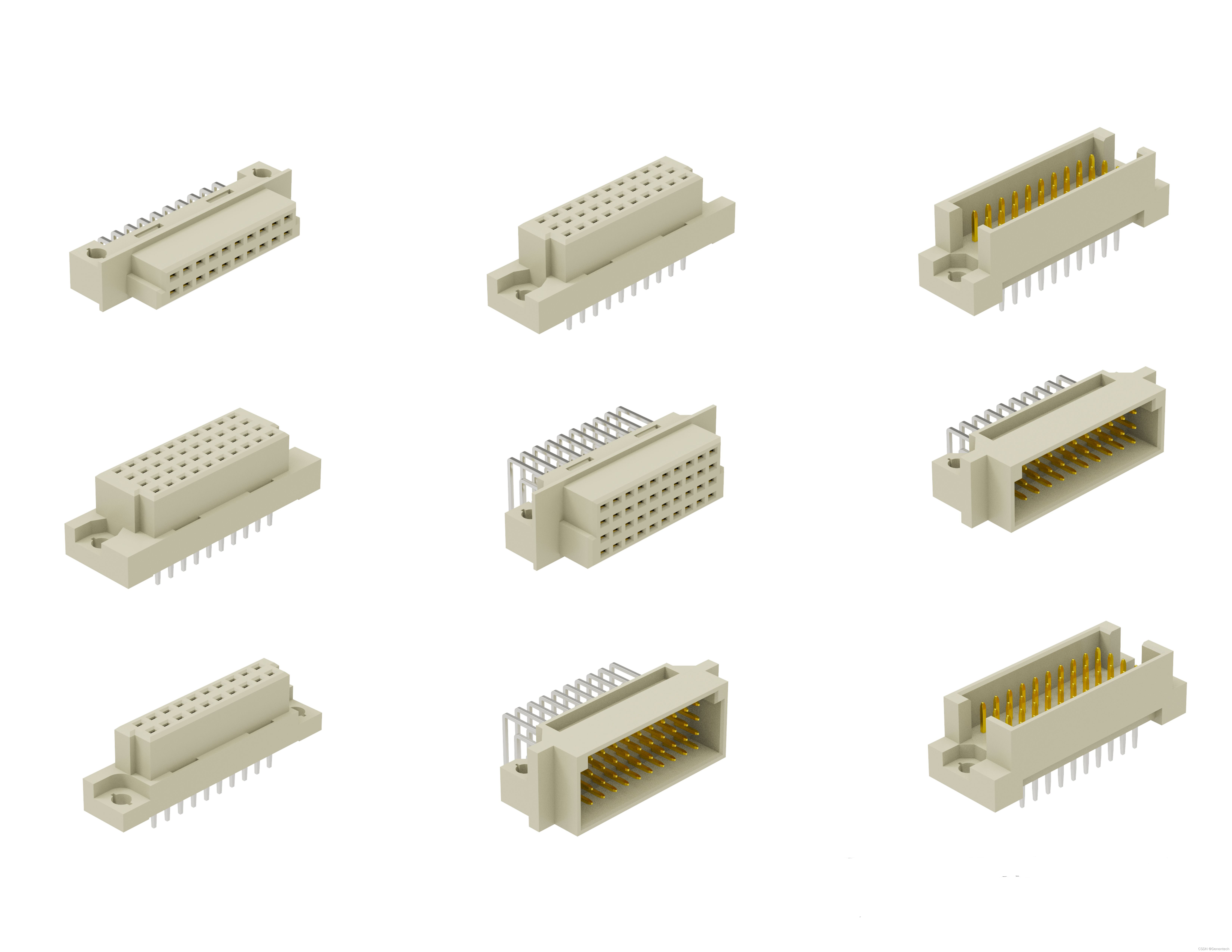 Inverse DIN 41612 /IEC603-2 Halb-Q-Stecker 32 Positionen