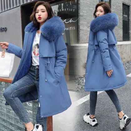 Luxury Fur Hood Women's Winter Jacket with Natural Goose Down