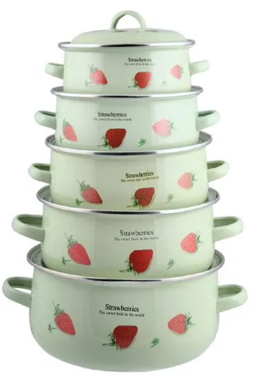 5PCS Set Enamel Casserole with Decals 675 D/dB