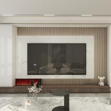 Black Luxury TV Cabinet with Stainless Steel Frame for Living Room