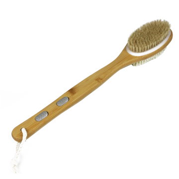 Factory OEM Anti-Cellulite Massage Brush: Long Handle, Organic Natural Bristles, Back Bamboo Design for Shower and Bath Body Dry Brushing