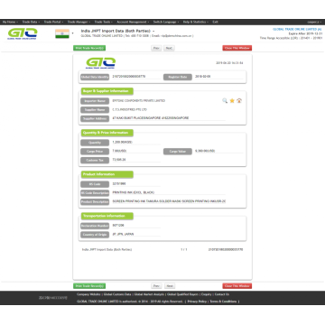 भारत ग्राहक अन्य आपूर्तिकर्ता से प्रिंट स्याही आयात करते हैं