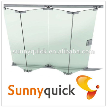 frameless aluminum folding door with double glass