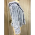 Plush Blue Hooded Fur Jacket