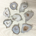 New Natural White Agates Slice Connectors Irregular Raw Agates Druzy Natural Stones Charms Pendants for DIY Jewelry Making 5PCS