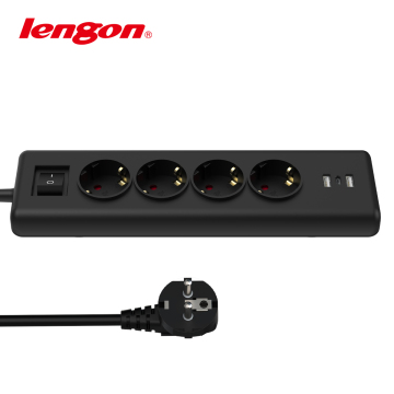 EU Smart Corner Electrical Power Socket with 2 USB and 1 Type-C, 220-250V 50Hz 16A