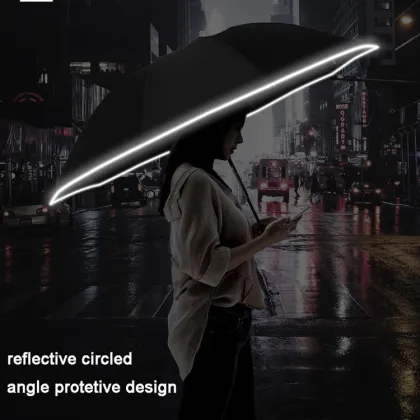 Strong Windproof Automatic Foldable Reflective Umbrella