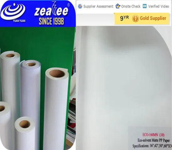 Eco-solvent Matte PP Paper/inkjet media/synthesized PP paper/advertisement material