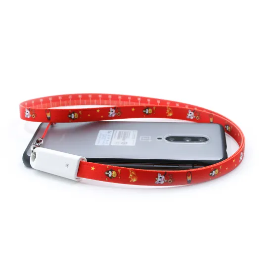 Yijiashishang Black Dual Sided Silk Printing Logo Lanyard USB Charger Cable 3 in 1 Lanyard USB Cable