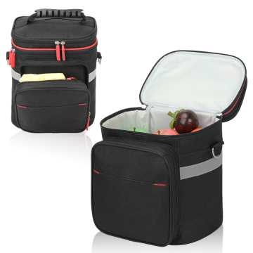 Custom Logo Polyester Large Capacity Waterproof Thermal Lunch Cooler Bag for Food Delivery