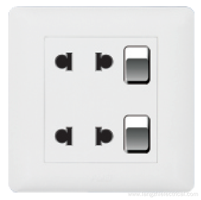 double two pin socket with two gang switch