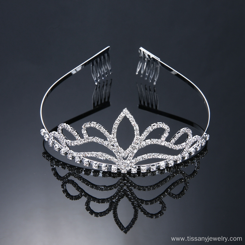 Crystal Tiara Wedding Crown Silver Plated