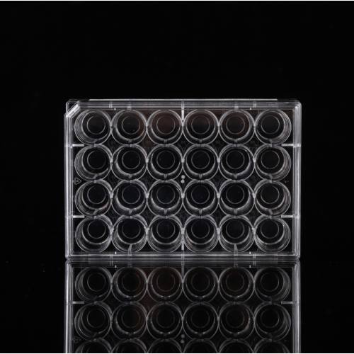 Placas de cultura de células com fundo de vidro de 24 poços