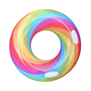 Colorful Rainbow Inflatable Pool Floaters with Handle for Children and Adults by JIURAN Design