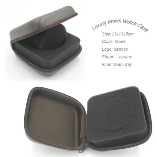 Personalized fashion display waterproof zipper leather watch box with EVA foam watch case