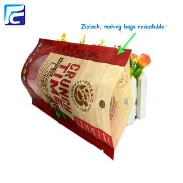 Customized stand up ziplock plastic cashew nut bag