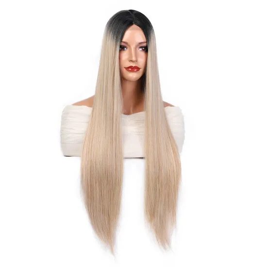 Aisi Hair 26 Inch Long Silky Straight Ombre Blonde Wigs Top Quality Swiss Lace Wig Synthetic Lace Frontal Wigs For Black Women
