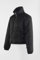 manteau noir à glissière avec col montant