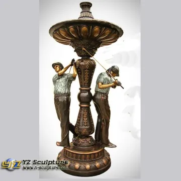 Antique Cast Bronze Water Fountain Carving With Male