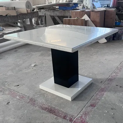 White Corian Marble KFC Fast Food Outdoor Dining Table Set for Coffee Shop