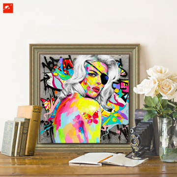 Colorful White Hair One-eye Woman Wall Decor