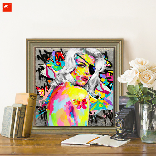 Colorful White Hair One-eye Woman Wall Decor