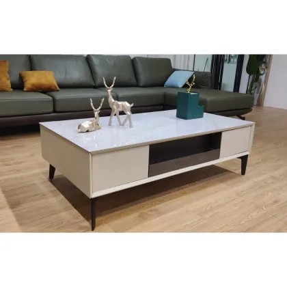NOVA Tea De Centro Coffee Table - Multi-Functional Portable Wood with Ceramic Finish