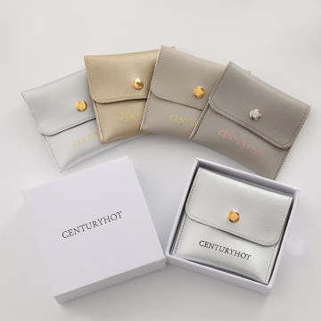 High-end Imitation Leather PU Jewelry Pouch with Buckle for Necklaces and Rings