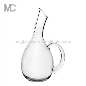 Unique hand blown glass wine decanter with handle