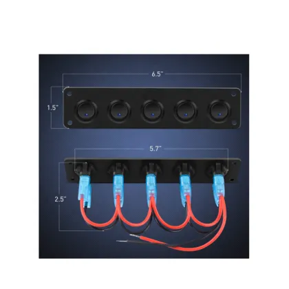 5Gang 3 Pin Rocker Switch PanelOn-Off Toggle Switches