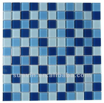 mix blue color swimming pool crystal glass mosaic tile